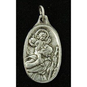 St Christopher Medal Pendant Charm I am Catholic Notify Priest English